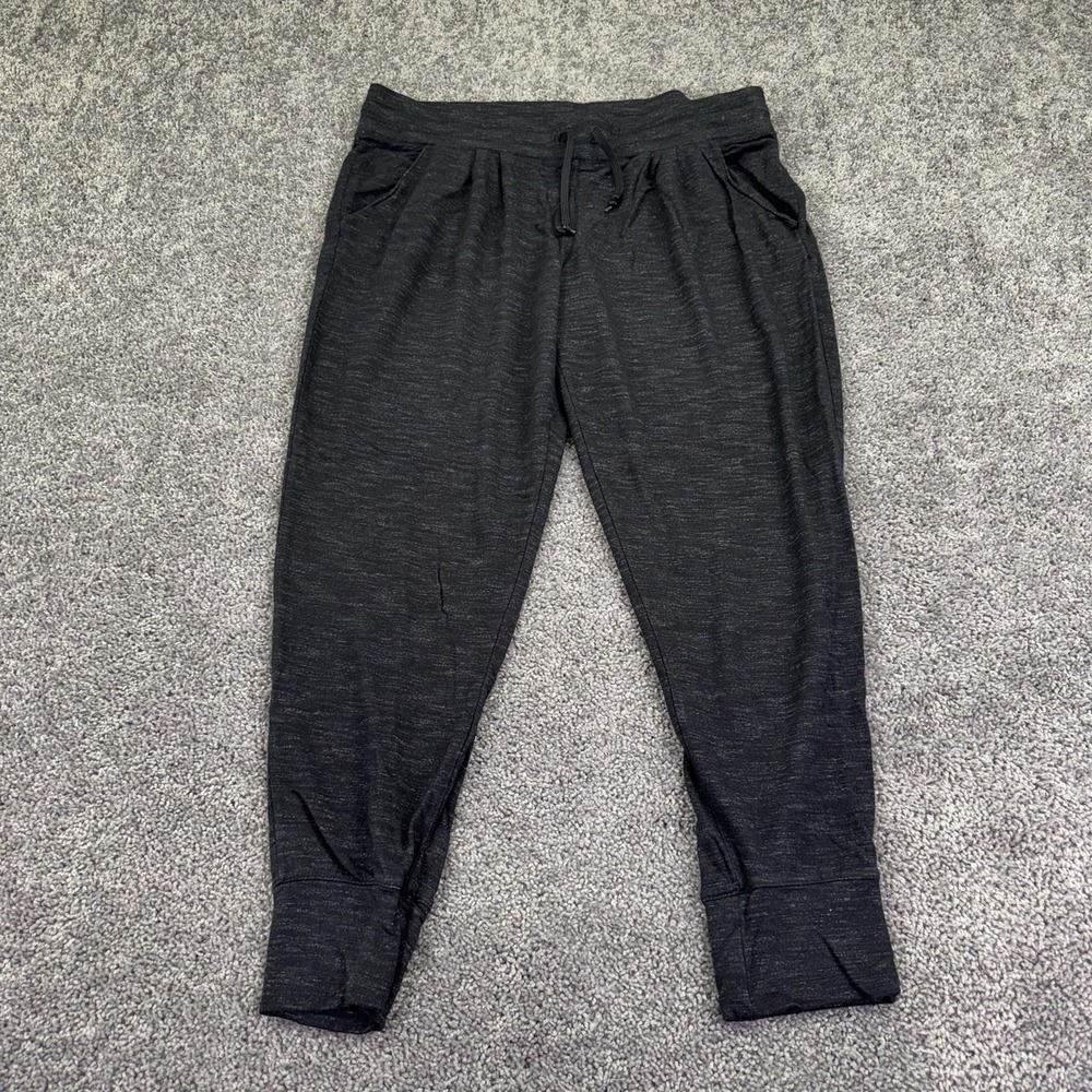 Danskin Now Jogger Pants Womens 2XL Gray Jersey Elastic Waist Pockets Stretch